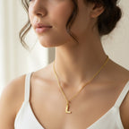 Letter L Initial Pendant Necklace - L-Gold – jewelry (view 3)