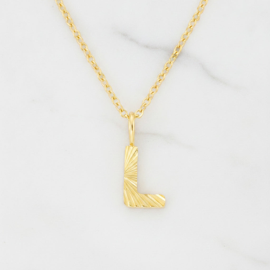 Letter L Initial Pendant Necklace - L-Gold – jewelry (view 2)