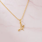 Letter A Heart Pendant Necklace - Gold