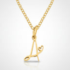 Letter A Heart Pendant Necklace - Gold