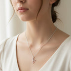 Letter A Heart Pendant Necklace - Steel – jewelry (view 3)