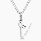 Letter A Heart Pendant Necklace - Steel – jewelry (view 1)