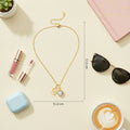 Crystal Charm Pendant Chain Necklace - Gold J