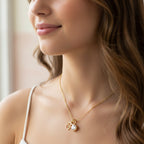 Crystal Charm Pendant Chain Necklace - Gold J