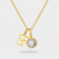 Crystal Charm Pendant Chain Necklace - Gold J – jewelry (view 1)
