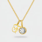 Crystal Charm Pendant Chain Necklace - Gold J – jewelry (view 1)