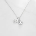 Crystal Charm Pendant Chain Necklace - Stainless Steel F – jewelry (view 2)