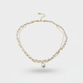 Double Strand Pearl Necklace with Rhinestone Pendant - Necklace #9 Gold Dual Layer – jewelry (view 1)