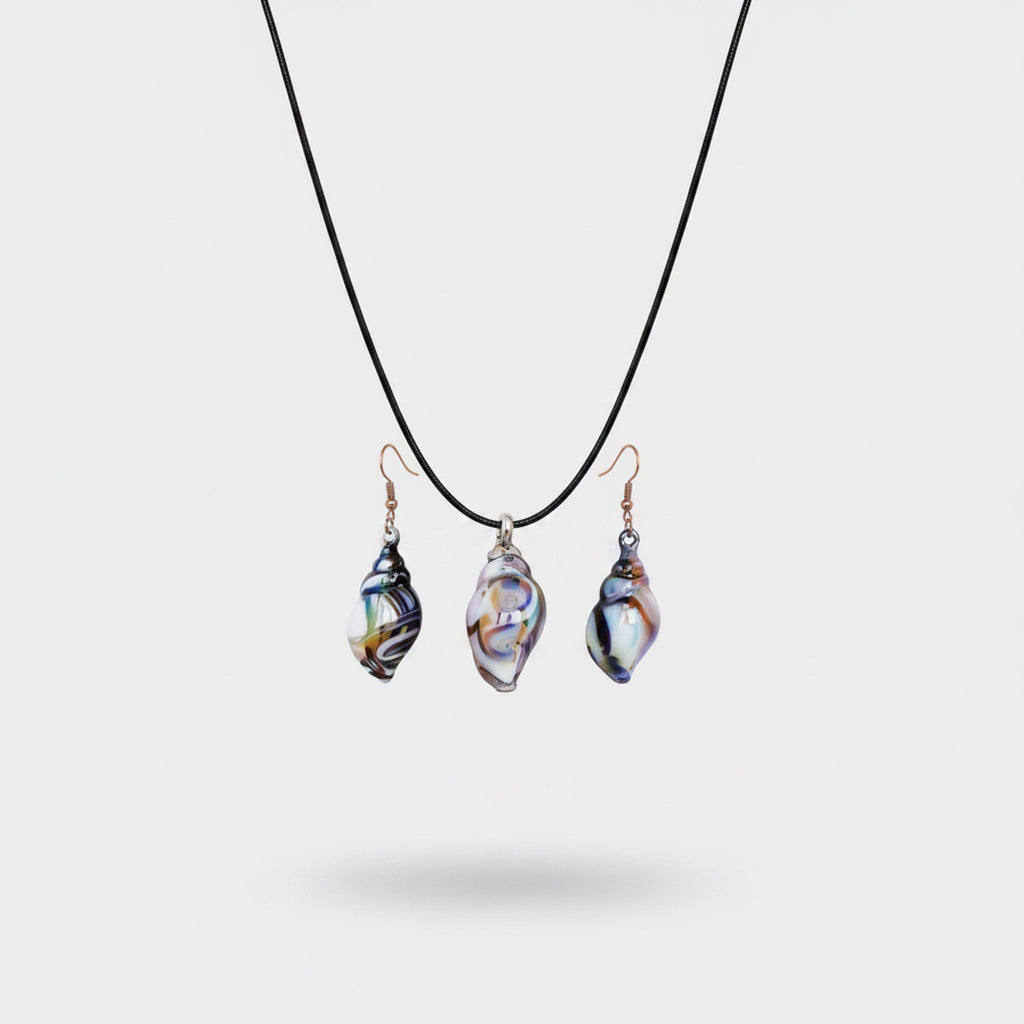 Iridescent Shell Pearl Earring & Necklace Set