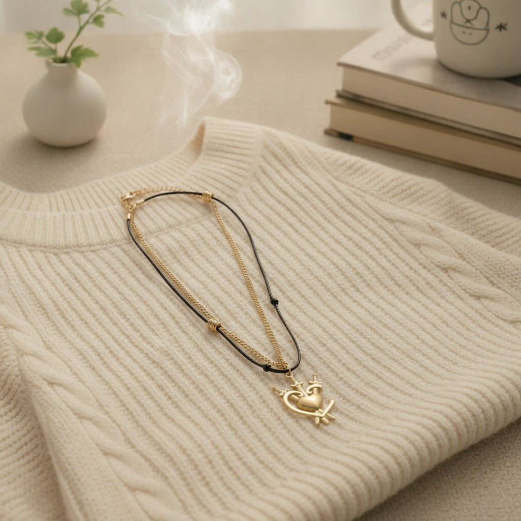 Three Swords Pierced Heart Pendant Necklace – jewelry (view 2)