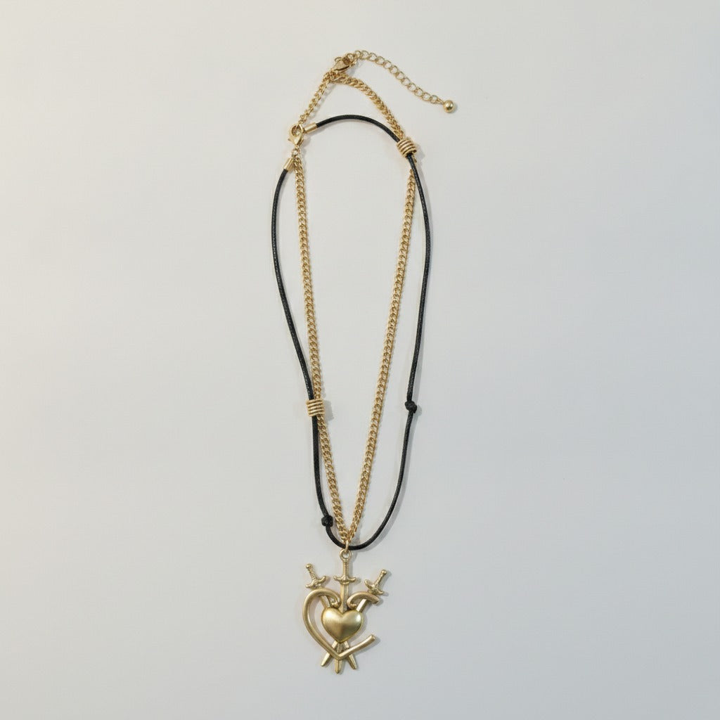 Three Swords Pierced Heart Pendant Necklace – jewelry (view 1)