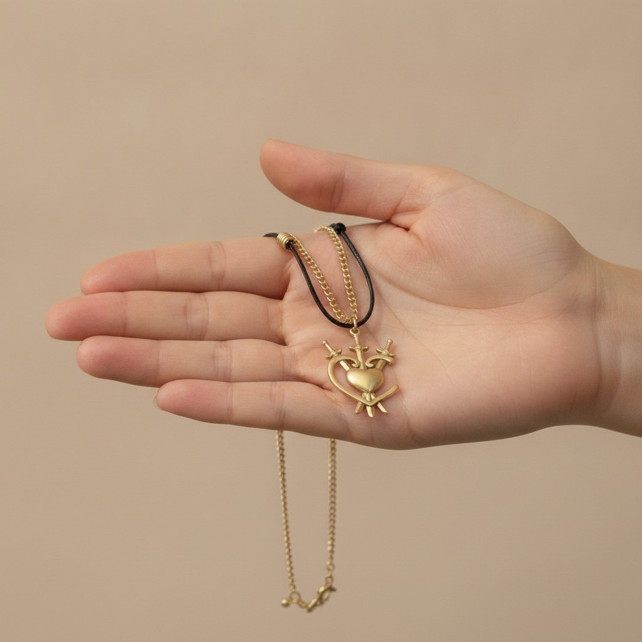 Three Swords Pierced Heart Pendant Necklace – jewelry (view 3)