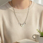 Silver Layered Moon Charm Necklace – jewelry (view 2)