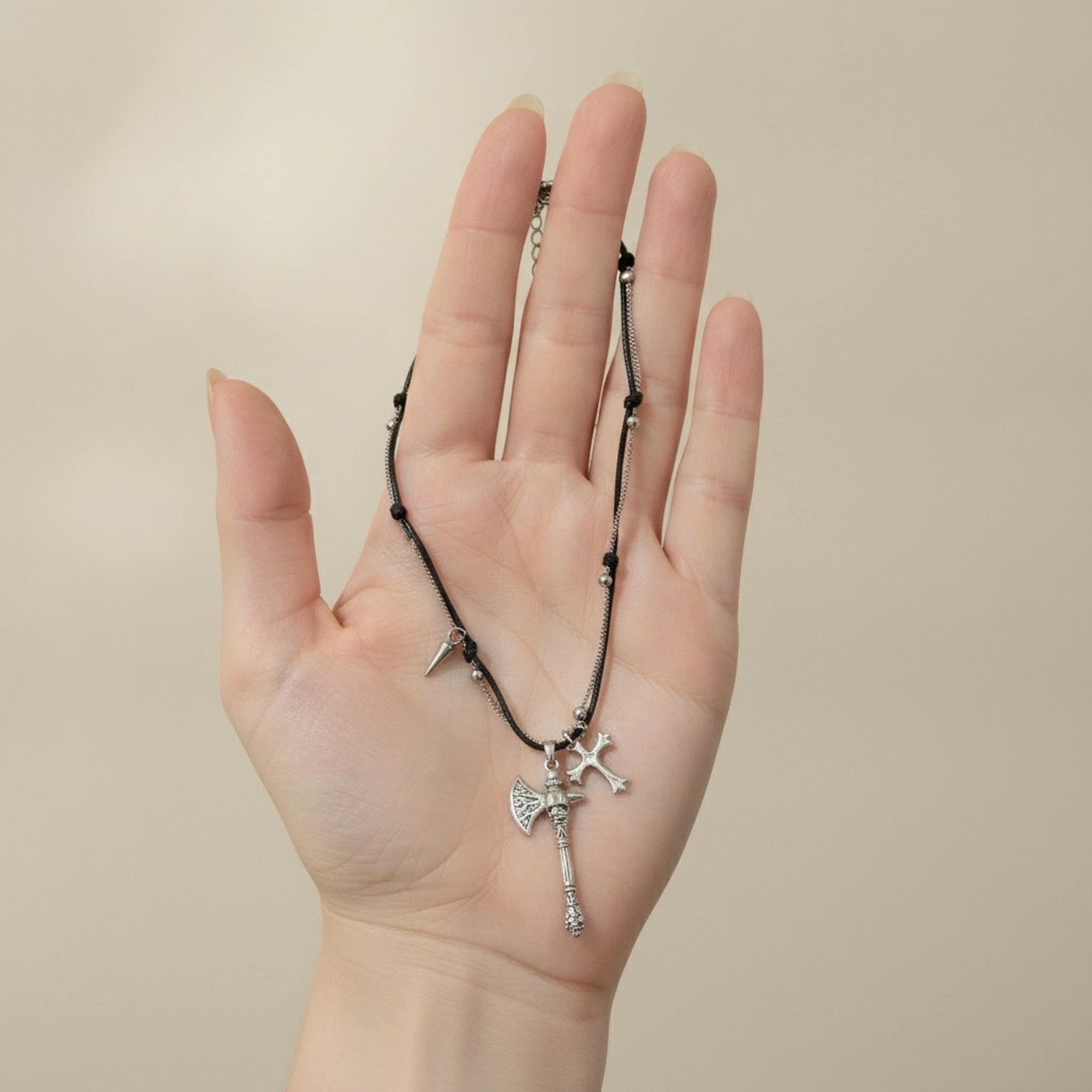 Gothic Axe Cross Pendant Necklace – jewelry (view 3)