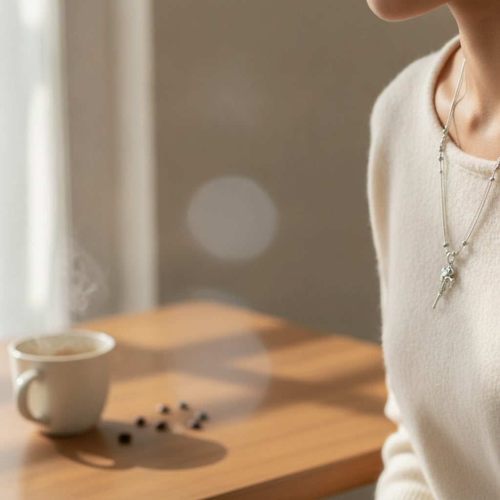 Layered Abstract Figure Pendant Necklace – jewelry (view 2)