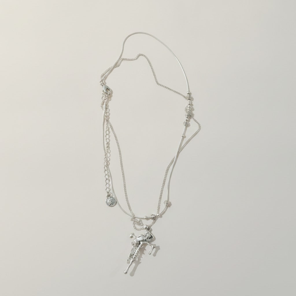 Layered Abstract Figure Pendant Necklace – jewelry (view 1)