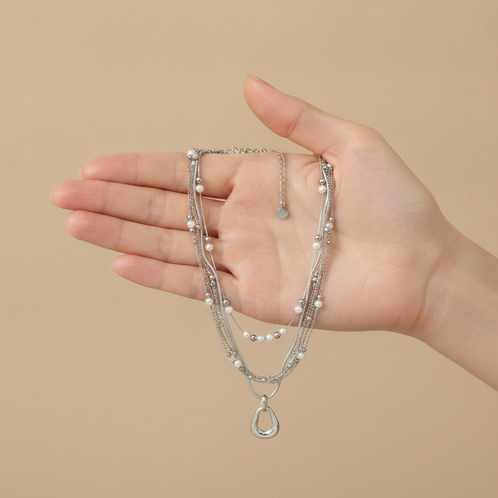 Multi-Strand Layered Pearl Pendant Necklace – jewelry (view 3)