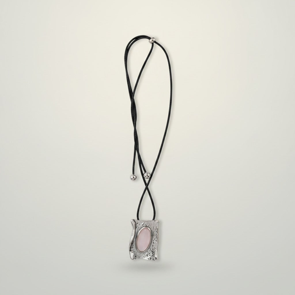 Modern Hammered Pendant Black Cord Necklace – jewelry (view 1)