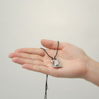 Modern Hammered Pendant Black Cord Necklace – jewelry (view 3)