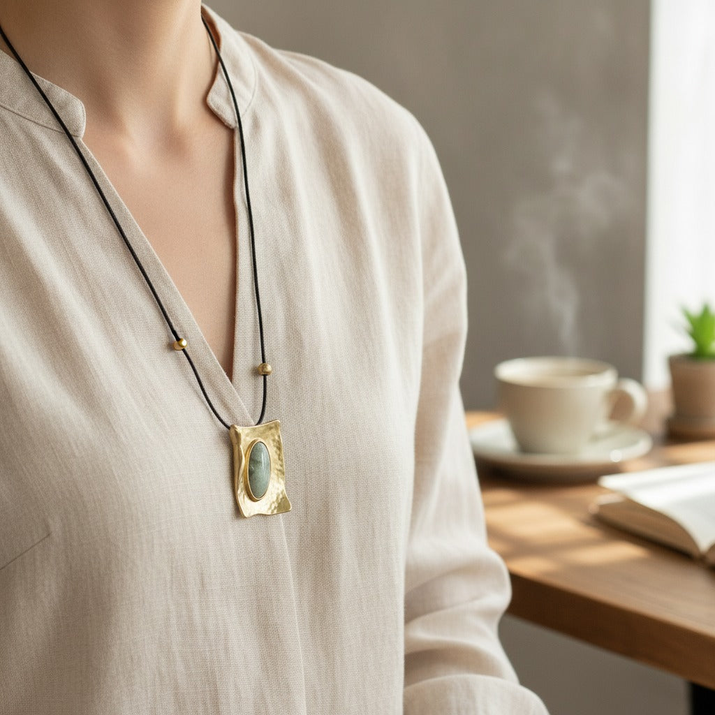 Chic Adjustable Pendant Necklace with Stone – jewelry (view 2)