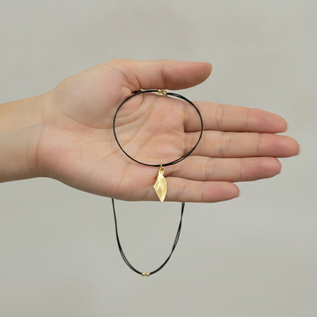 Leaf Pendant Cord Necklace – jewelry (view 3)