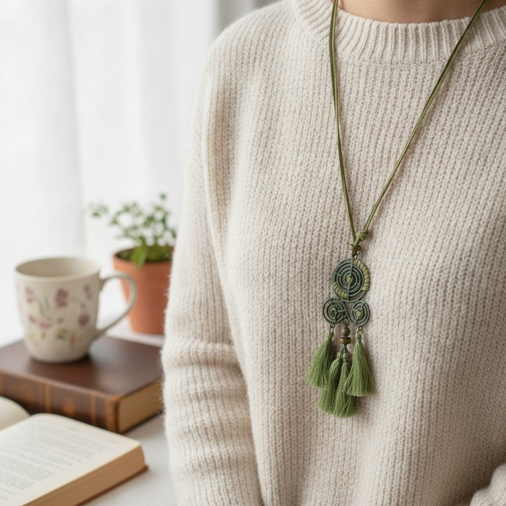 Tassel Pendant Long Necklace – jewelry (view 2)