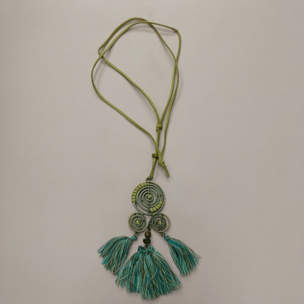 Boho Spiral Tassel Pendant Cord Necklace – jewelry (view 1)