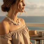 Lace Cowrie Shell Choker Necklace – jewelry (view 2)