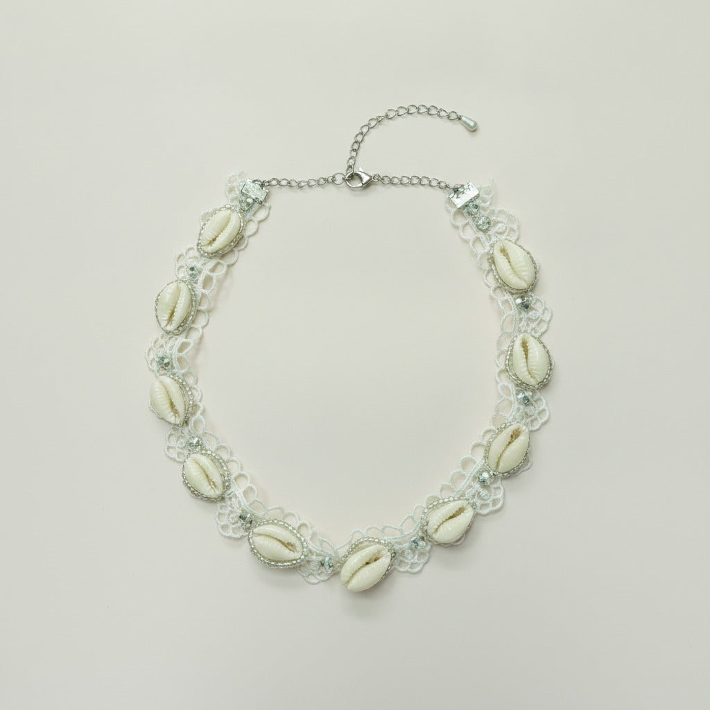 Lace Cowrie Shell Choker Necklace – jewelry (view 1)