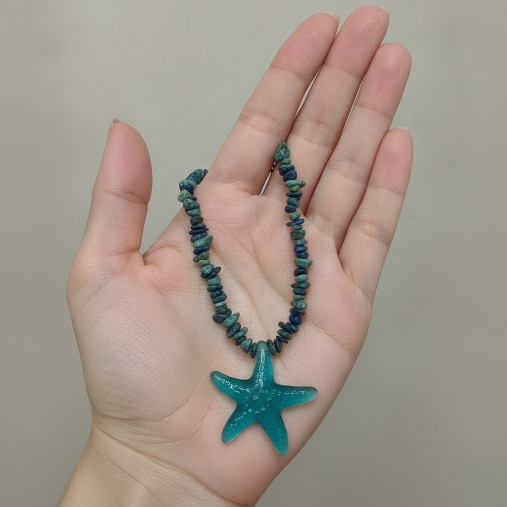 Chip Stone Starfish Pendant Necklace – jewelry (view 3)