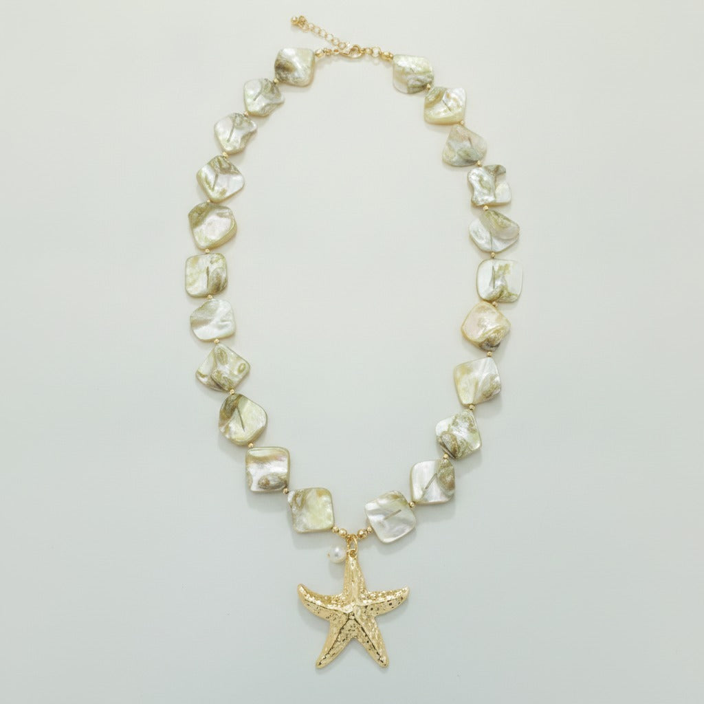 Iridescent Mother of Pearl Starfish Pendant Necklace – jewelry (view 1)