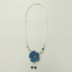 Handmade Crocheted Flower Beaded Necklace – jewelry (view 1)