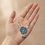 Handmade Crocheted Flower Beaded Necklace – jewelry (view 3)