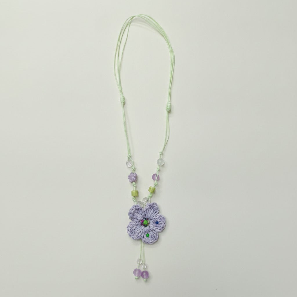 Crochet Flower Beaded Pendant Necklace – jewelry (view 1)
