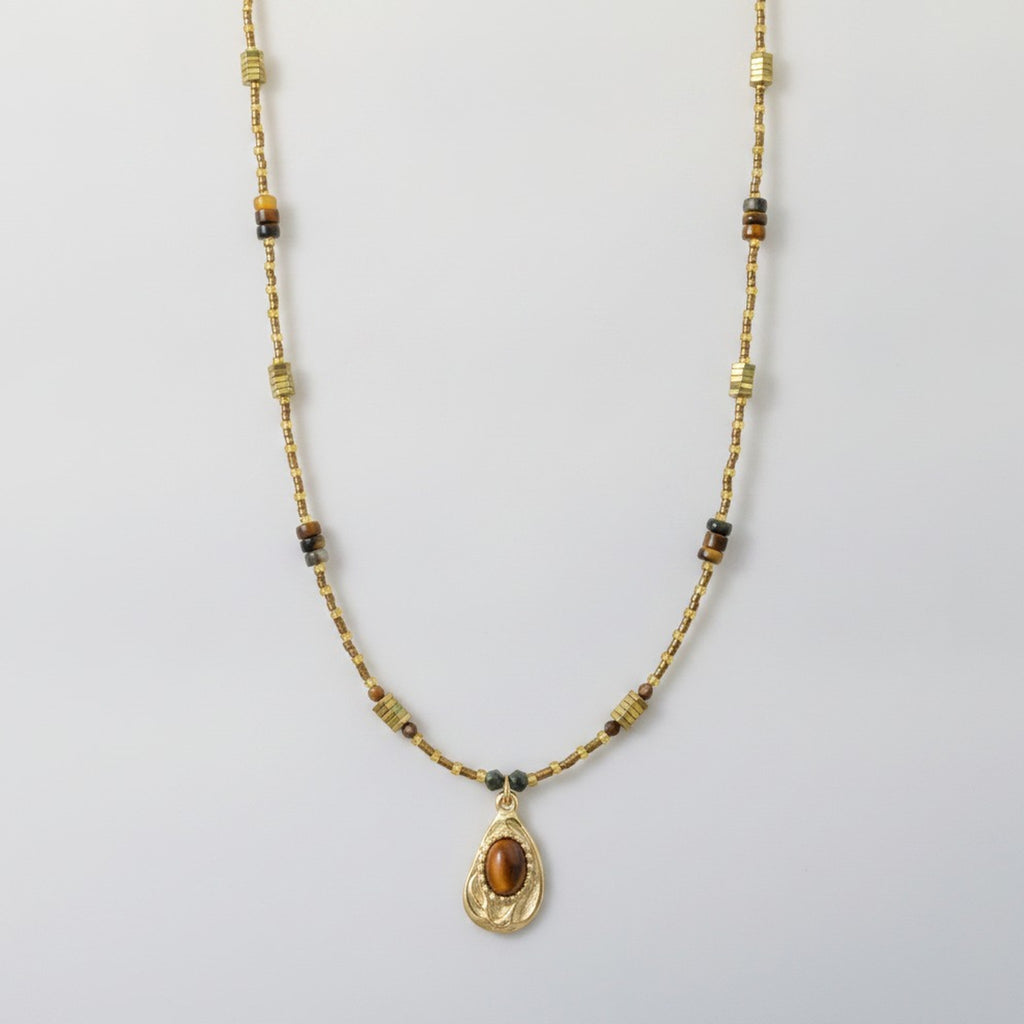 Gold Beaded Pendant Necklace – jewelry (view 1)