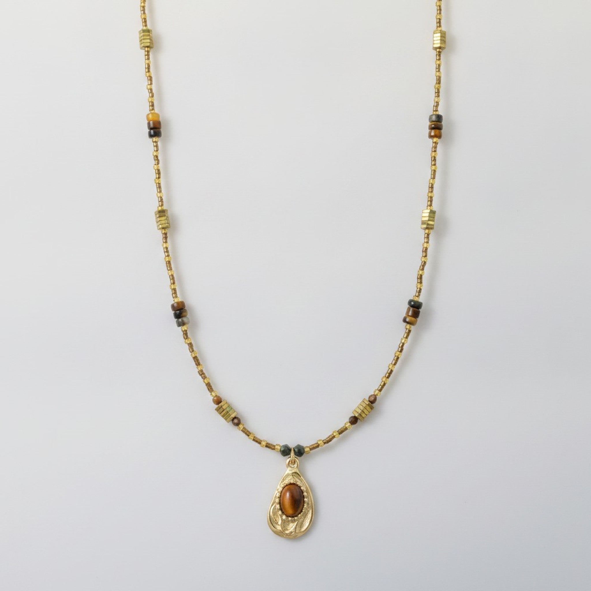 Gold Beaded Pendant Necklace – jewelry (view 1)