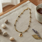 Gold Beaded Pendant Necklace – jewelry (view 5)