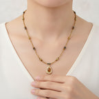 Gold Beaded Pendant Necklace – jewelry (view 6)