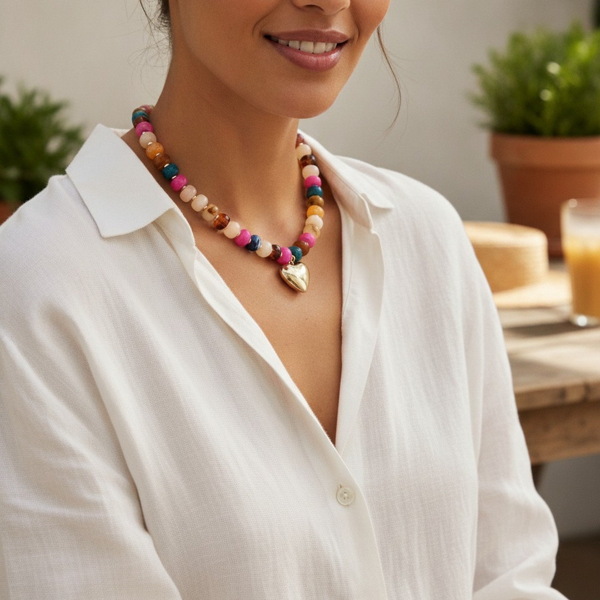 Beaded Charm Necklace – jewelry (view 6)