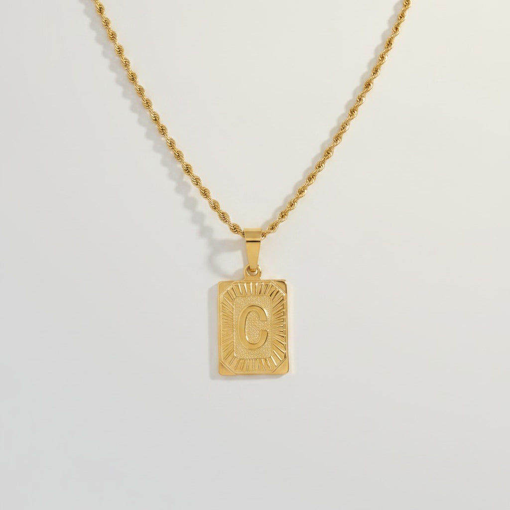 Initial Pendant Gold Rope Chain Necklace – jewelry (view 1)