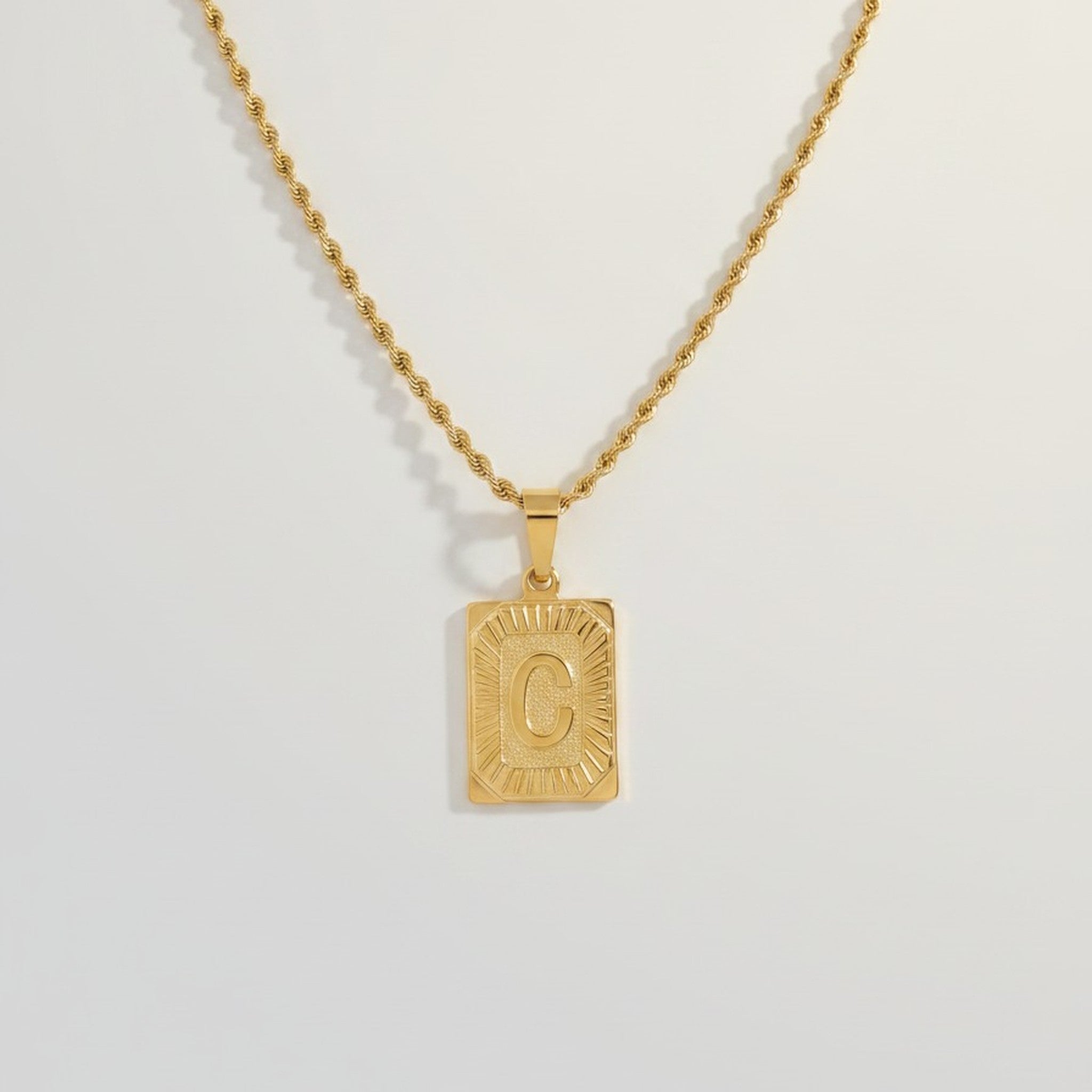 Initial Pendant Gold Rope Chain Necklace – jewelry (view 1)