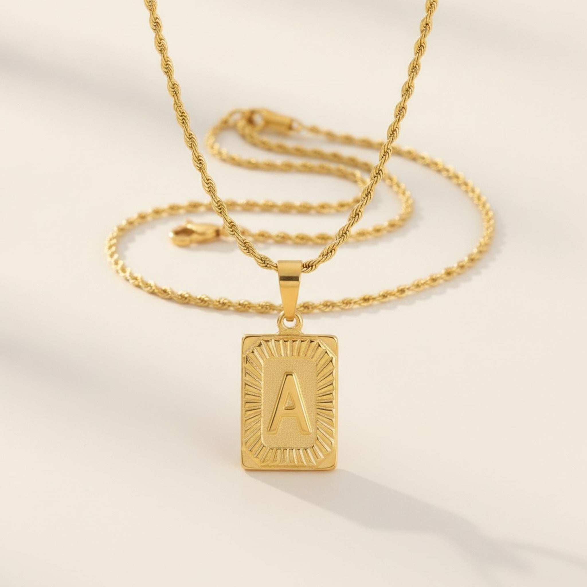 Initial Pendant Gold Rope Chain Necklace – jewelry (view 2)