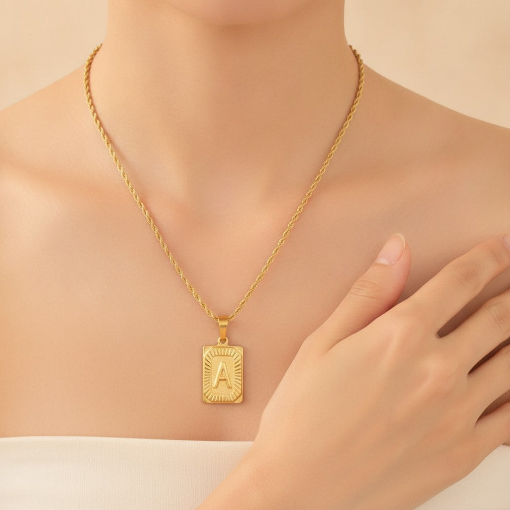 Initial Pendant Gold Rope Chain Necklace – jewelry (view 4)