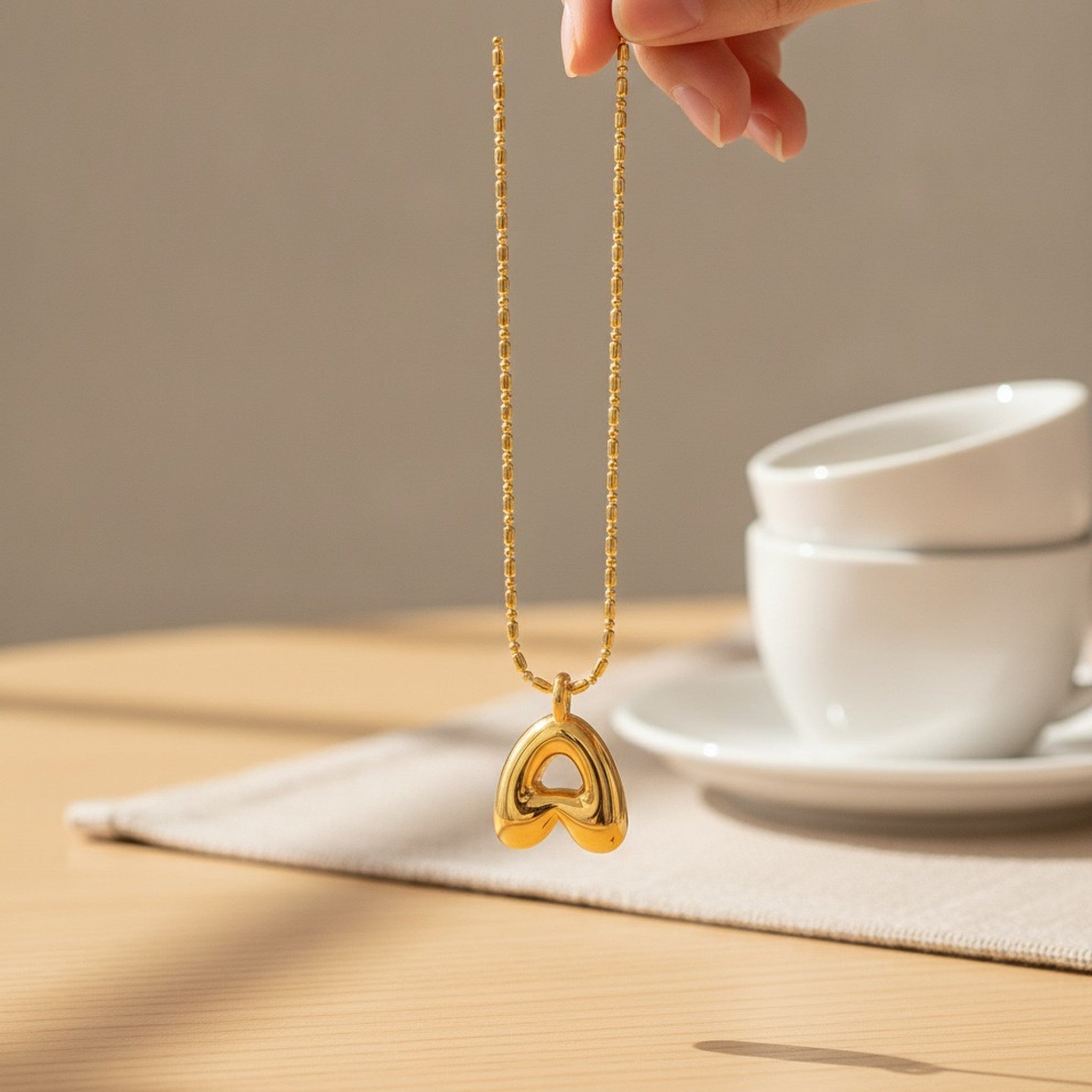 Chunky Bubble Letter Pendant Necklace – jewelry (view 5)