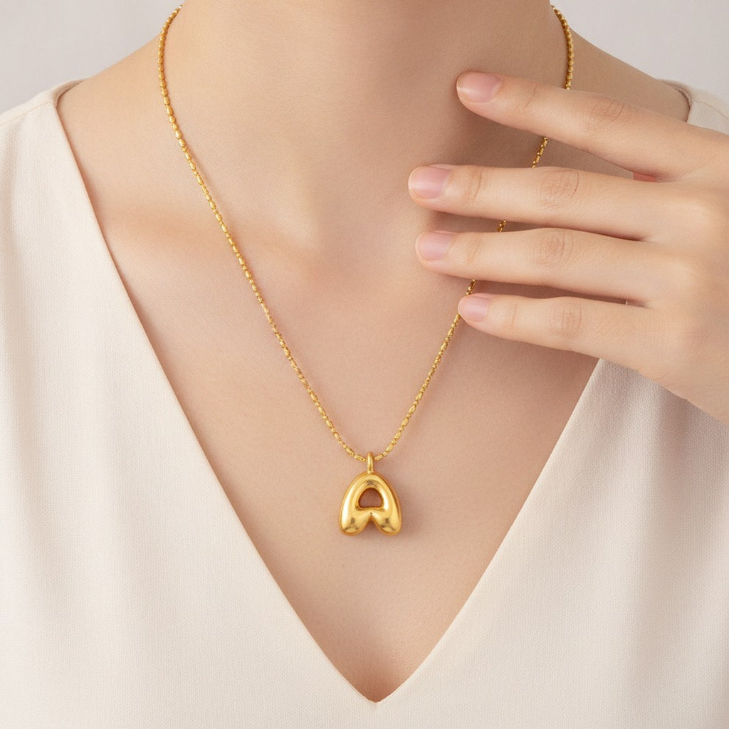 Chunky Bubble Letter Pendant Necklace – jewelry (view 6)