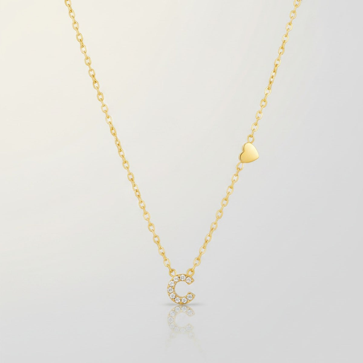 Dainty Initial Letter Pendant Necklace Heart Charm – jewelry (view 3)