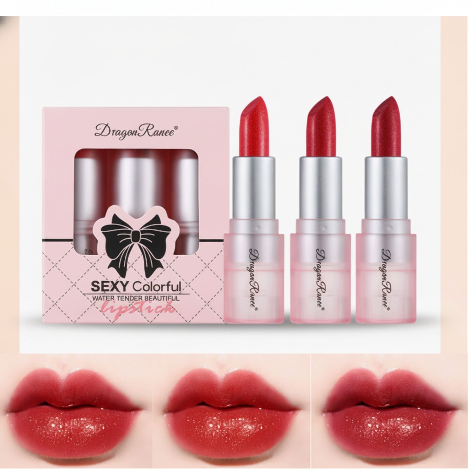 Red Lipstick Set With Bow Charm