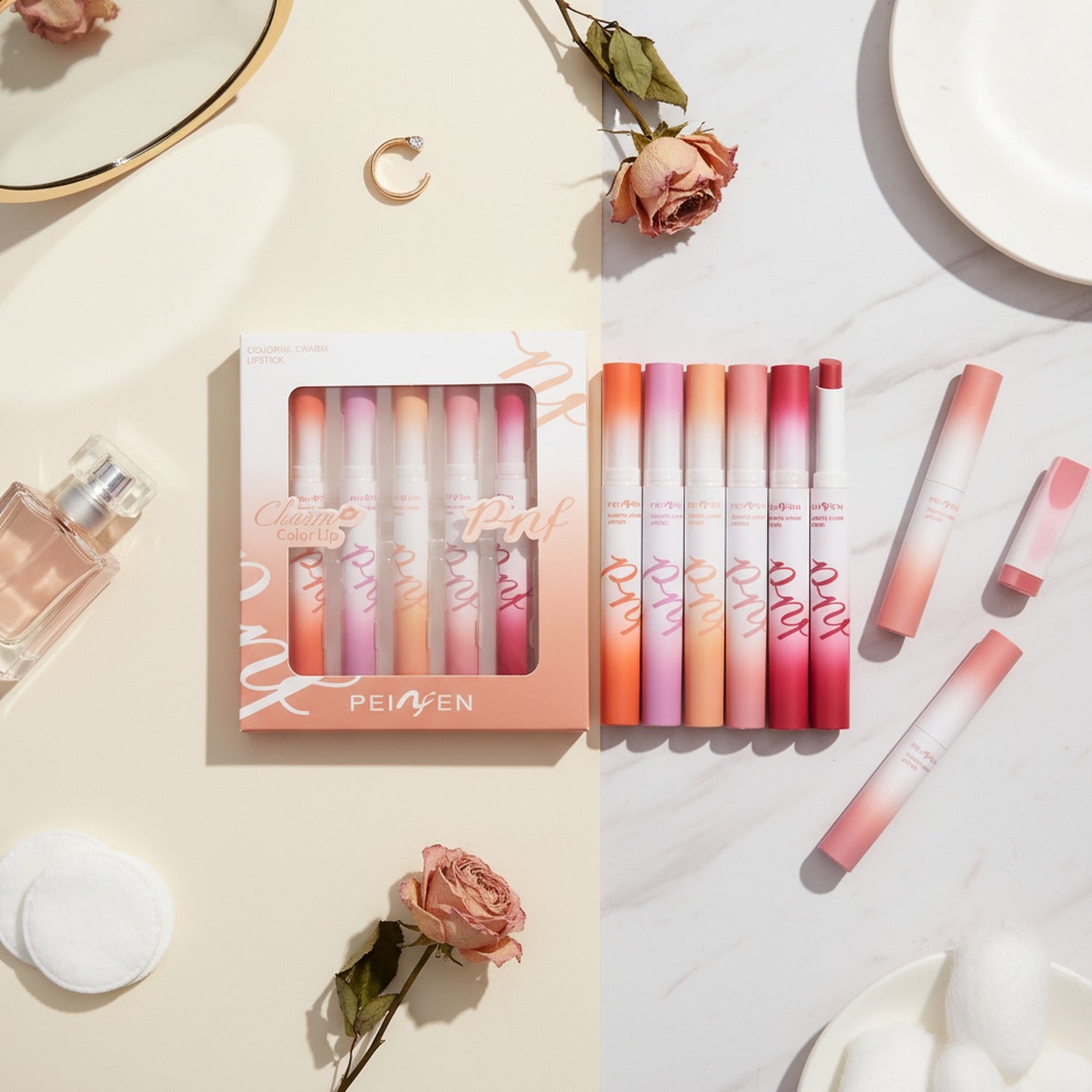 Colorful Gradient Lipstick Set - 6 Piece Collection