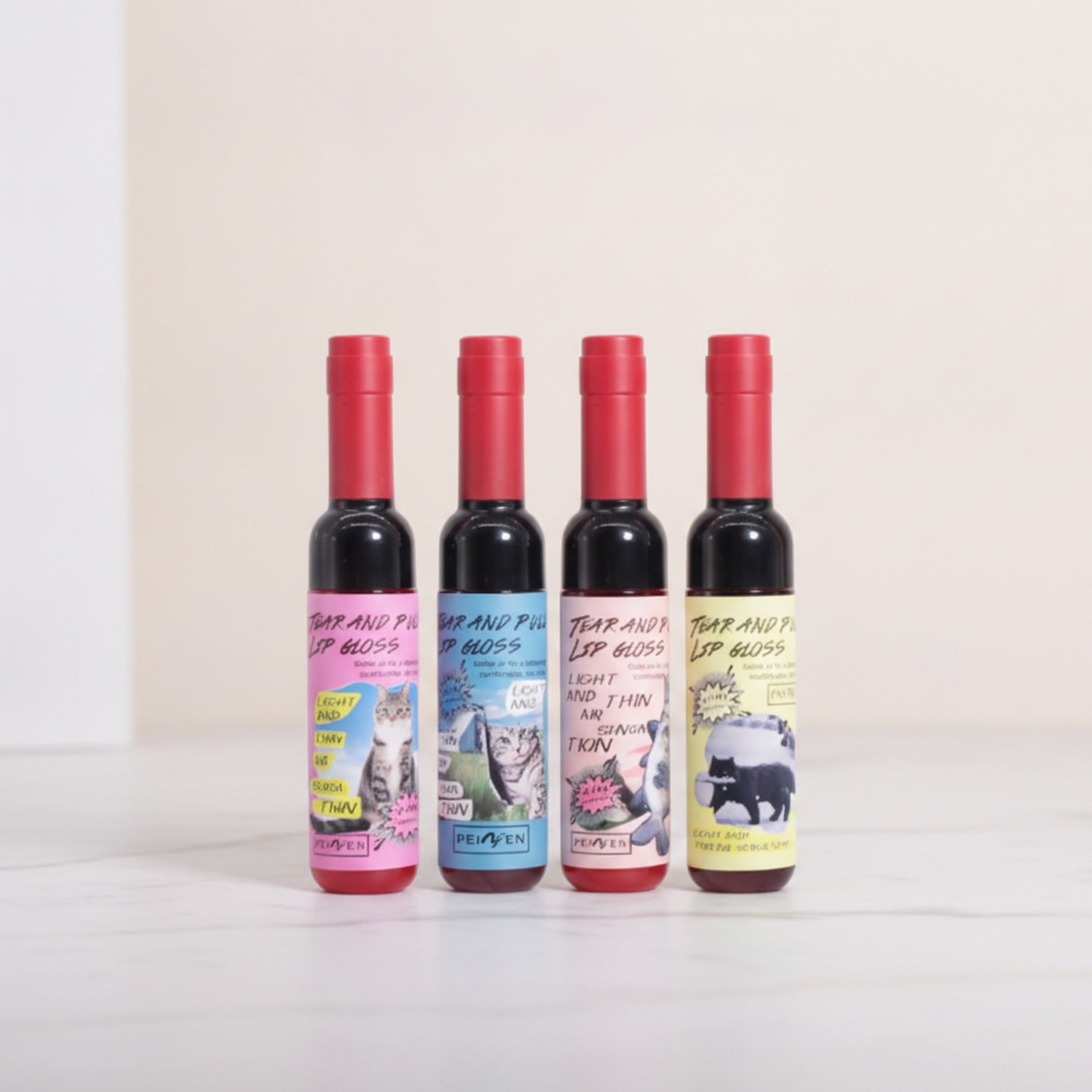 Tear And Pull Lip Gloss Set With Cat Graphics