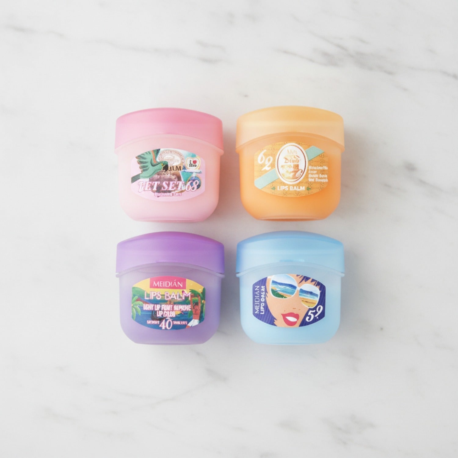 Tropical Lips Balm Set Four-Pack Rainbow Colors